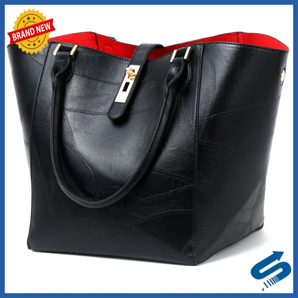 Large PU Leather Tote Bag for Women Work Travel Shoulder Bag Spacious